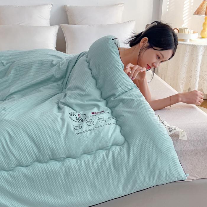 91家纺网 家纺一手货源 找家纺 苏东来加厚立体泡泡纯原棉大豆被春秋被冬被豆豆针织学生被芯子空调被直播