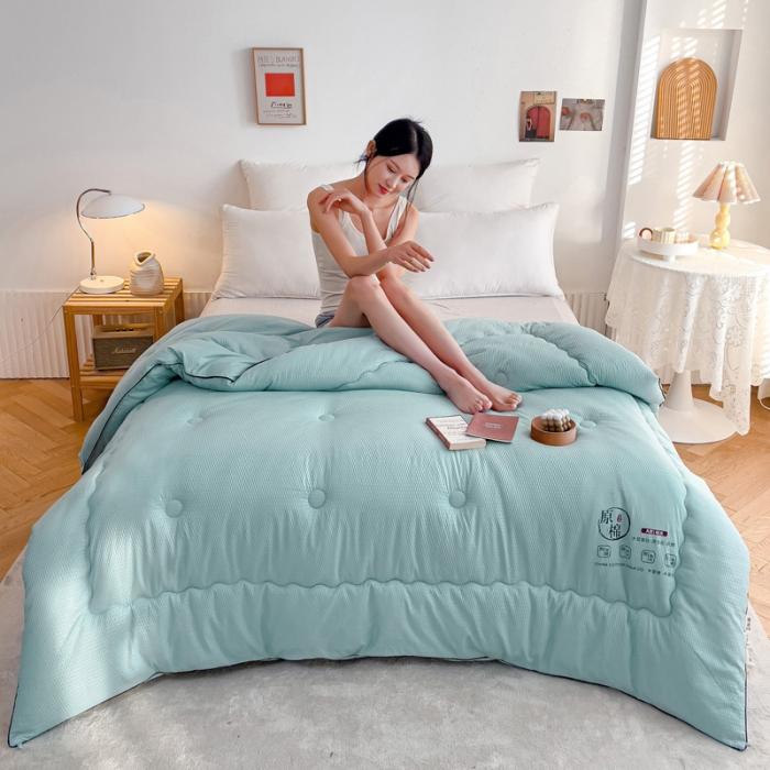 91家纺网 家纺一手货源 找家纺 苏东来加厚立体泡泡纯原棉大豆被春秋被冬被豆豆针织学生被芯子空调被直播