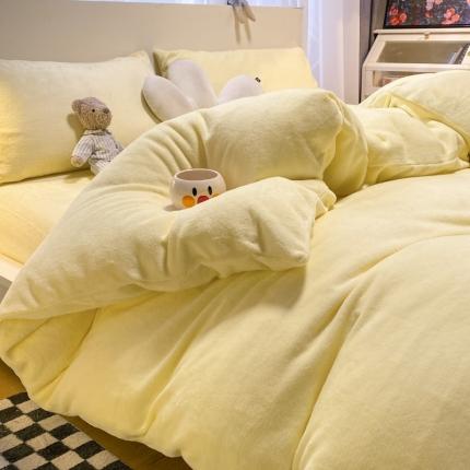 91家纺网 家纺一手货源 找家纺 (总) 盼季家纺 2022新款牛奶绒小清新格子纯色系列四件套