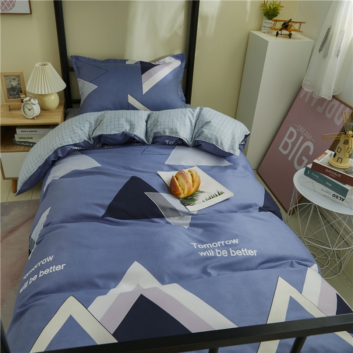 91家纺网 家纺一手货源 找家纺 曼璐 2025新款宿舍学生床笠三件套 几何风情