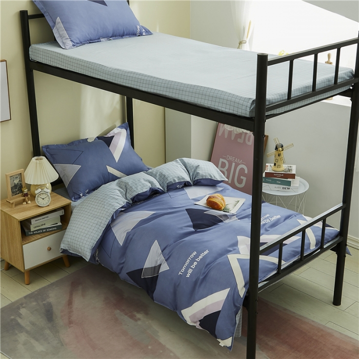 91家纺网 家纺一手货源 找家纺 曼璐 2025新款宿舍学生床笠三件套 几何风情