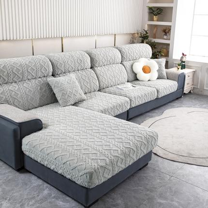 91家纺网 家纺一手货源 找家纺 沐沐 2026新款舒棉绒沙发笠 舒棉绒-浅灰