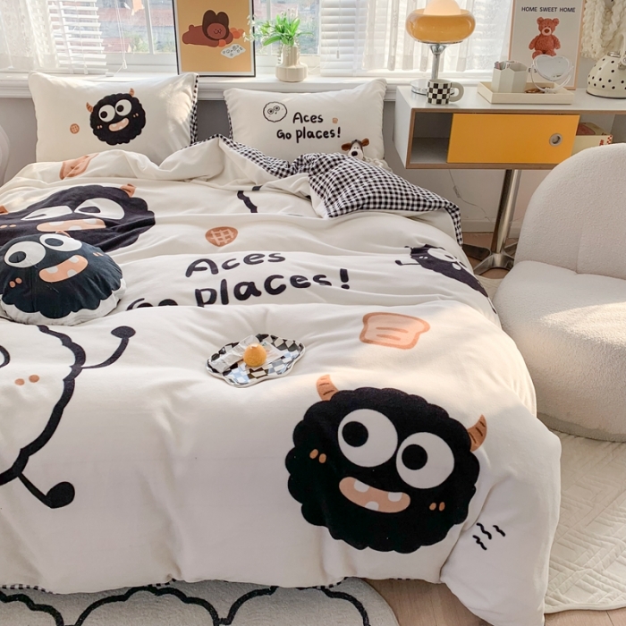 91家纺网 家纺一手货源 找家纺 （总）澳萝拉 2022新款牛奶绒套件-黑煤球