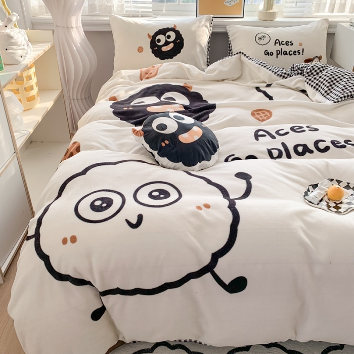 91家纺网 家纺一手货源 找家纺 （总）澳萝拉 2022新款牛奶绒套件-黑煤球