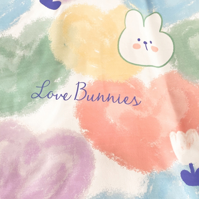 91家纺网 家纺一手货源 找家纺 金盛皇朝2025新款加厚亲肤床裙夹棉单件三件套四件套 爱心兔