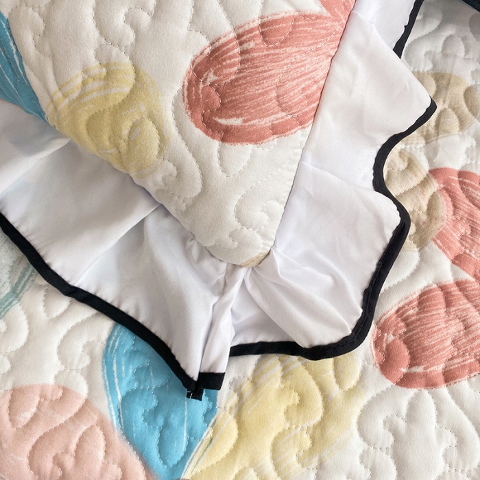 91家纺网 家纺一手货源 找家纺 金盛皇朝2025新款加厚亲肤床裙夹棉单件三件套四件套花束之美