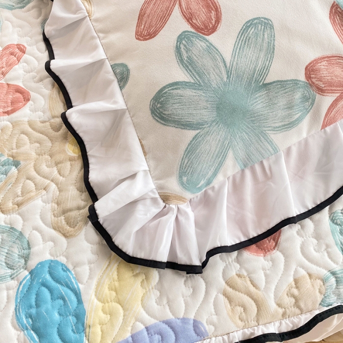 91家纺网 家纺一手货源 找家纺 金盛皇朝2025新款加厚亲肤床裙夹棉单件三件套四件套花束之美