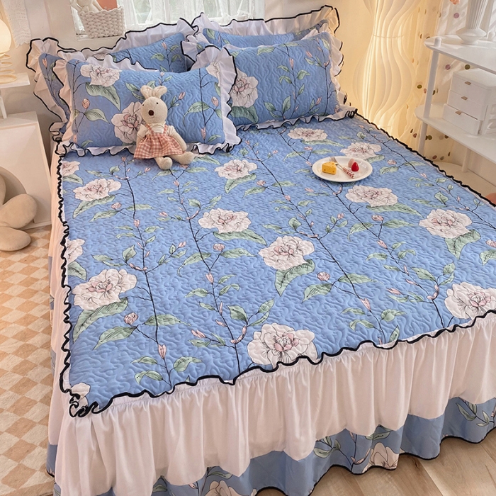 91家纺网 家纺一手货源 找家纺 金盛皇朝2025新款加厚亲肤床裙夹棉单件三件套四件套梦露花园