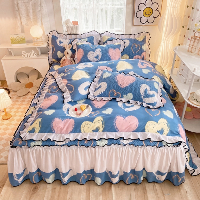 91家纺网 家纺一手货源 找家纺 金盛皇朝2025新款加厚亲肤床裙夹棉单件三件套四件套一见倾心