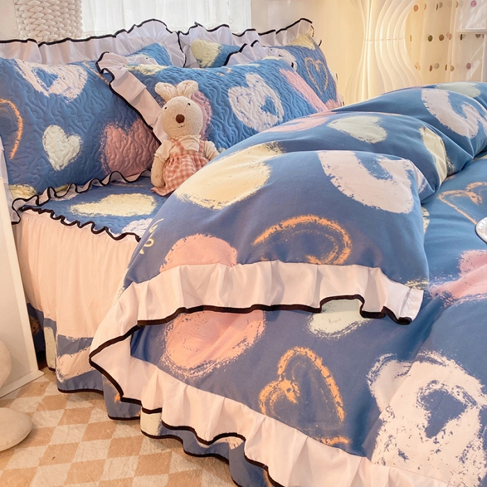 91家纺网 家纺一手货源 找家纺 金盛皇朝2025新款加厚亲肤床裙夹棉单件三件套四件套一见倾心