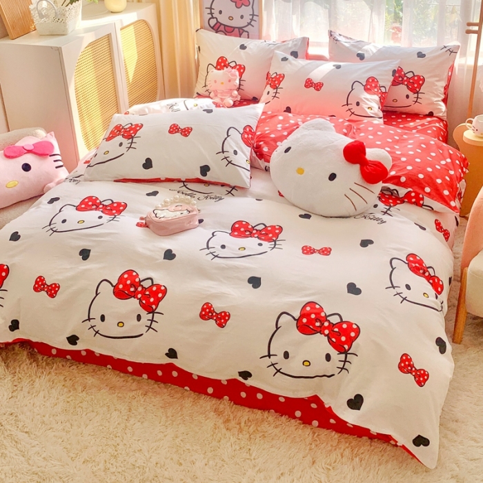 91家纺网 家纺一手货源 找家纺 总朵希曼 2025新款全棉三丽鸥卡通印花系列四件套