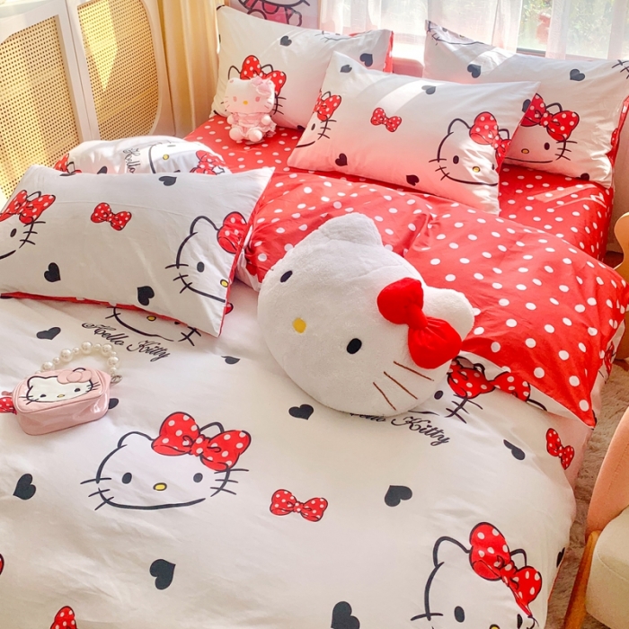 91家纺网 家纺一手货源 找家纺 总朵希曼 2025新款全棉三丽鸥卡通印花系列四件套