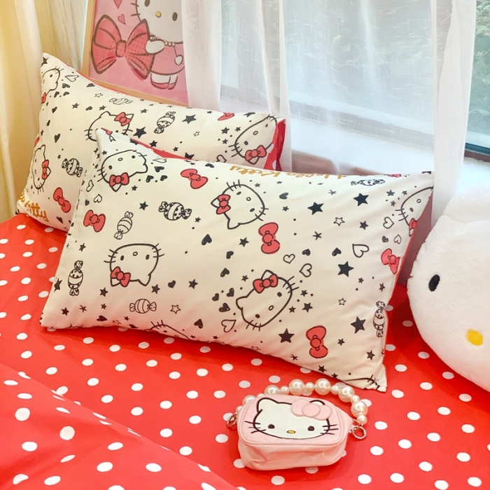 91家纺网 家纺一手货源 找家纺 朵希曼2025新款全棉三丽鸥卡通印花系列四件套 糖果凯蒂