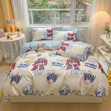 金丝鸟 2023春夏新品舒适全棉斜纹四件套 变形战士