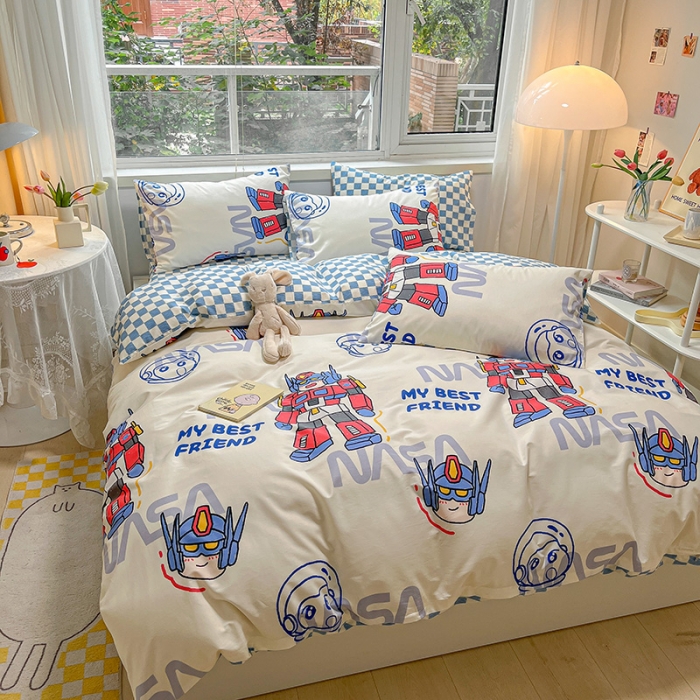 91家纺网 家纺一手货源 找家纺 金丝鸟 2023春夏新品舒适全棉斜纹四件套 变形战士