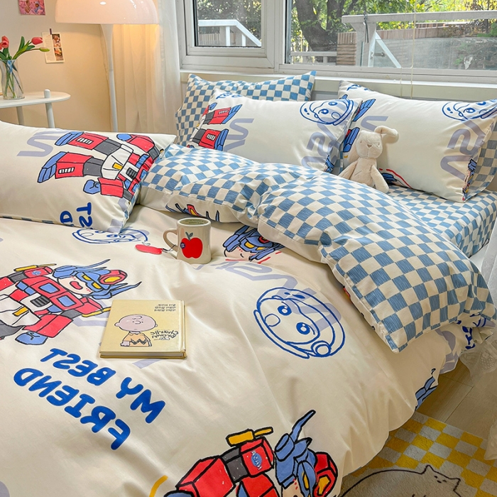 91家纺网 家纺一手货源 找家纺 金丝鸟 2023春夏新品舒适全棉斜纹四件套 变形战士