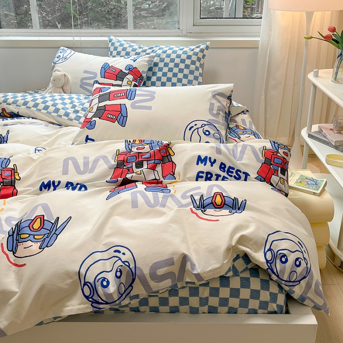 91家纺网 家纺一手货源 找家纺 金丝鸟 2023春夏新品舒适全棉斜纹四件套 变形战士