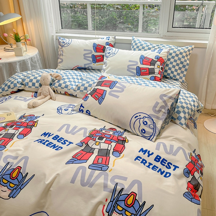 91家纺网 家纺一手货源 找家纺 金丝鸟 2023春夏新品舒适全棉斜纹四件套 变形战士