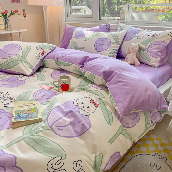 91家纺网 家纺一手货源 找家纺 金丝鸟 2023春夏新品舒适全棉斜纹四件套 心晴