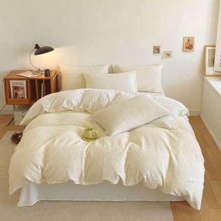 91家纺网 家纺一手货源 找家纺 （总）春皖 2023新款华夫格水洗棉四件套系列