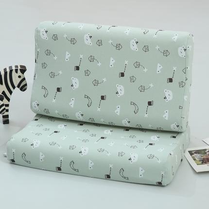 91家纺网 家纺一手货源 找家纺 其乐 2023新款全棉针织波浪款儿童枕乐乐屋湖青