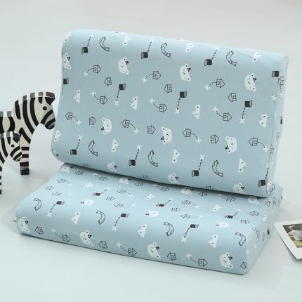 91家纺网 家纺一手货源 找家纺 其乐 2023新款全棉针织波浪款儿童枕乐乐屋蓝