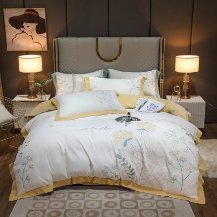 91家纺网 家纺一手货源 找家纺 （总）雅芝蓝2024新款蛋白棉刺绣四件套