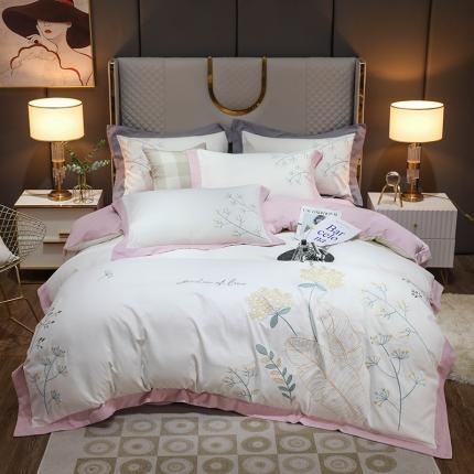 91家纺网 家纺一手货源 找家纺 （总）雅芝蓝2024新款蛋白棉刺绣四件套