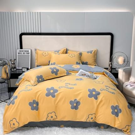 金纱玉纺 2022新款印花加厚磨毛四件套花蜜-黄