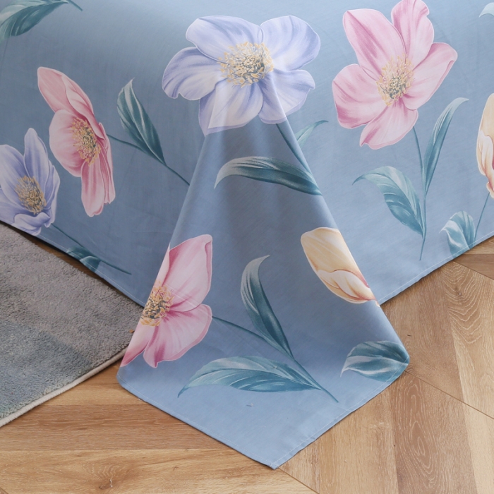 91家纺网 家纺一手货源 找家纺 圣锦 全棉单床单 蓝颜