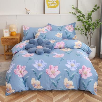 91家纺网 家纺一手货源 找家纺 圣锦 2025新款全棉四件套 蓝颜