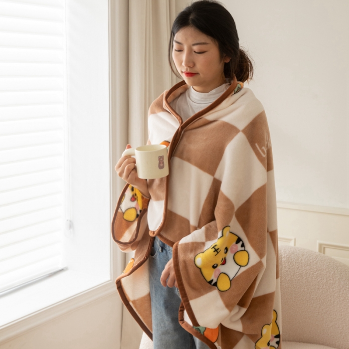 91家纺网 家纺一手货源 找家纺 美伦美焕直播爆款加厚小清新牛奶绒空调毯披肩毯午睡毛毯大头虎