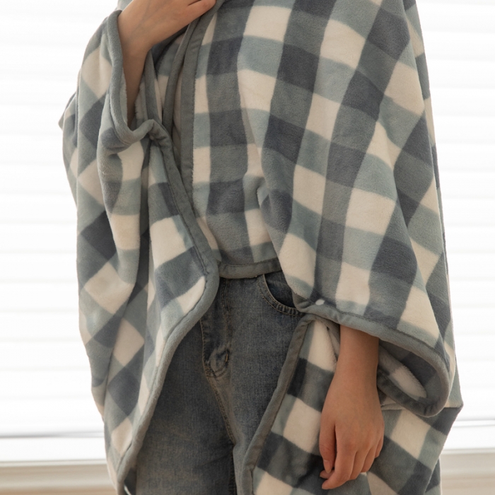 91家纺网 家纺一手货源 找家纺 美伦美焕直播爆款加厚小清新牛奶绒空调毯披肩毯午睡毛毯蓝小格