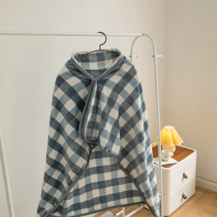 91家纺网 家纺一手货源 找家纺 美伦美焕直播爆款加厚小清新牛奶绒空调毯披肩毯午睡毛毯蓝小格