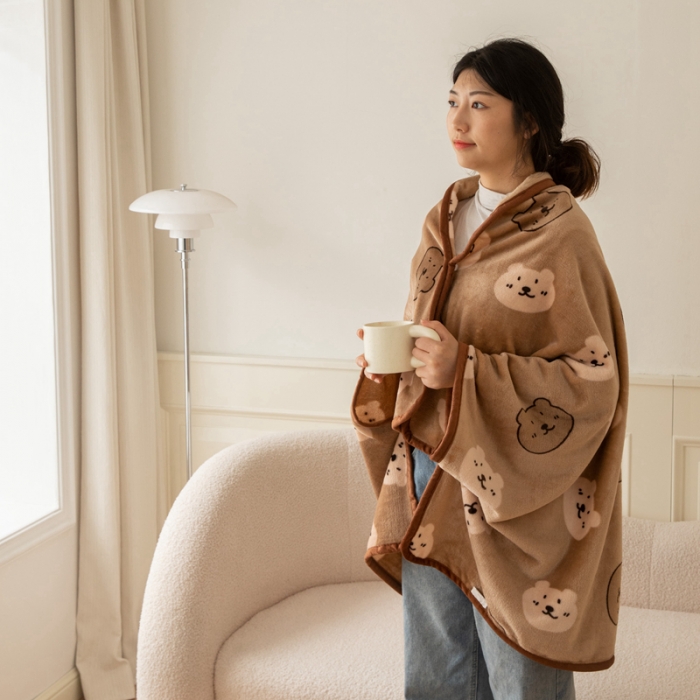 91家纺网 家纺一手货源 找家纺 美伦美焕直播爆款加厚小清新牛奶绒空调毯披肩毯午睡毛毯跳跳熊