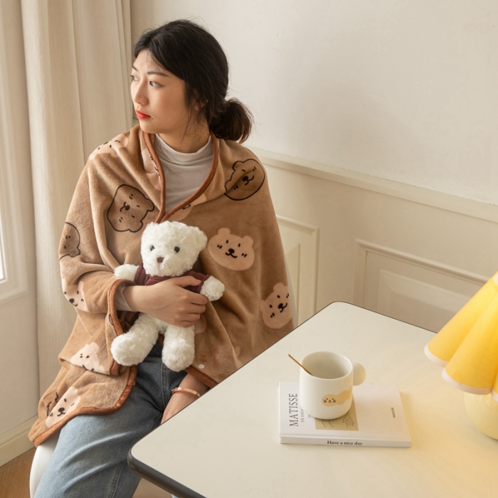 91家纺网 家纺一手货源 找家纺 美伦美焕直播爆款加厚小清新牛奶绒空调毯披肩毯午睡毛毯跳跳熊