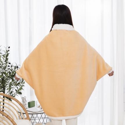 91家纺网 家纺一手货源 找家纺 美伦美焕 2022新款多功能懒人披肩毯米黄