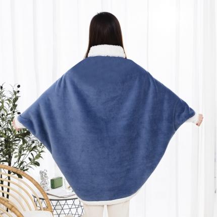 91家纺网 家纺一手货源 找家纺 美伦美焕 2022新款多功能懒人披肩毯雾蓝