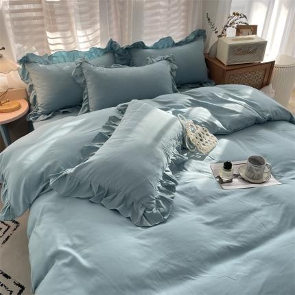 小主驾到 2023新款公主风水洗棉四件套-花半里系列 花半里 豆绿