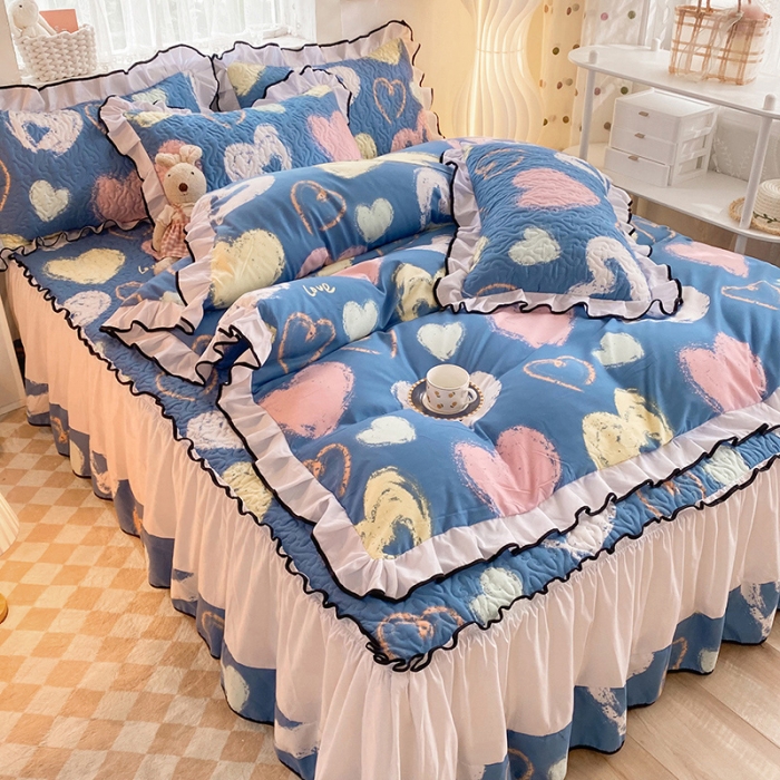 91家纺网 家纺一手货源 找家纺 金盛皇朝2025新款加厚亲肤床裙夹棉单件三件套四件套一见倾心