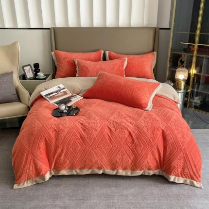 91家纺网 家纺一手货源 找家纺 （总）仟网汇 2022新款欧式烂花高克重牛奶绒四件套