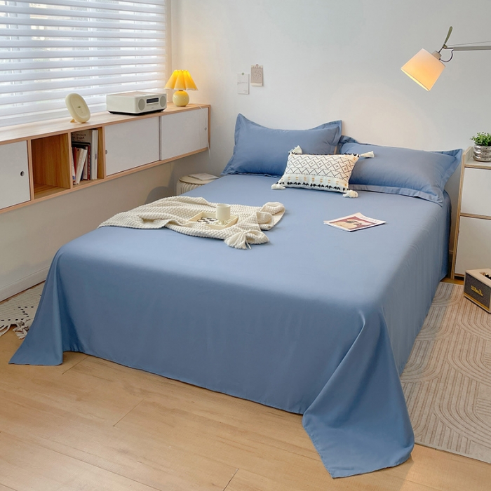 91家纺网 家纺一手货源 找家纺 芷凡家纺 2022新款雅棉斜纹磨毛单床单 宝蓝