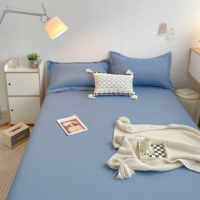 91家纺网 家纺一手货源 找家纺 芷凡家纺 2022新款雅棉斜纹磨毛单床单 宝蓝