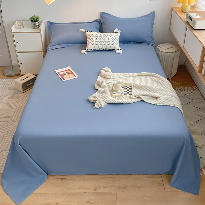 91家纺网 家纺一手货源 找家纺 芷凡家纺 2022新款雅棉斜纹磨毛单床单 宝蓝