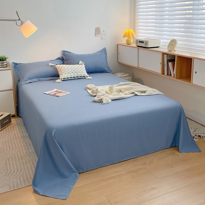 91家纺网 家纺一手货源 找家纺 芷凡家纺 2022新款雅棉斜纹磨毛单床单 宝蓝