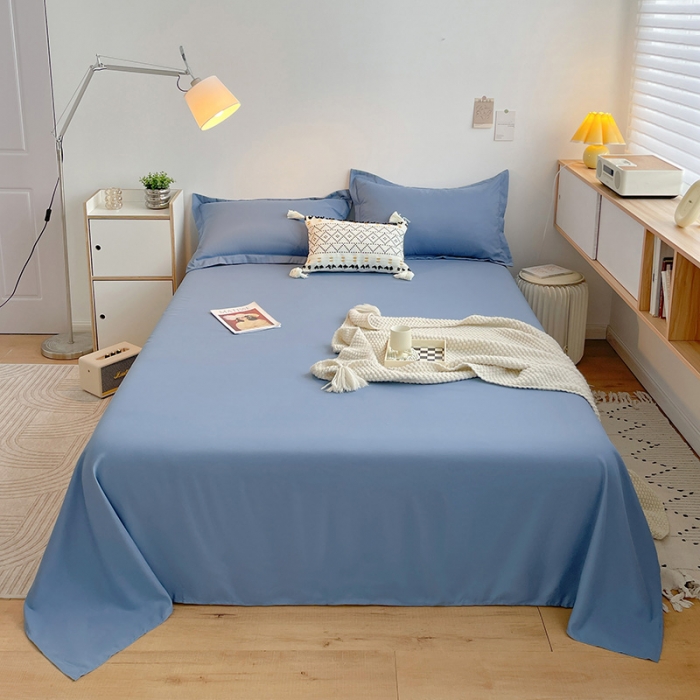 91家纺网 家纺一手货源 找家纺 芷凡家纺 2022新款雅棉斜纹磨毛单床单 宝蓝