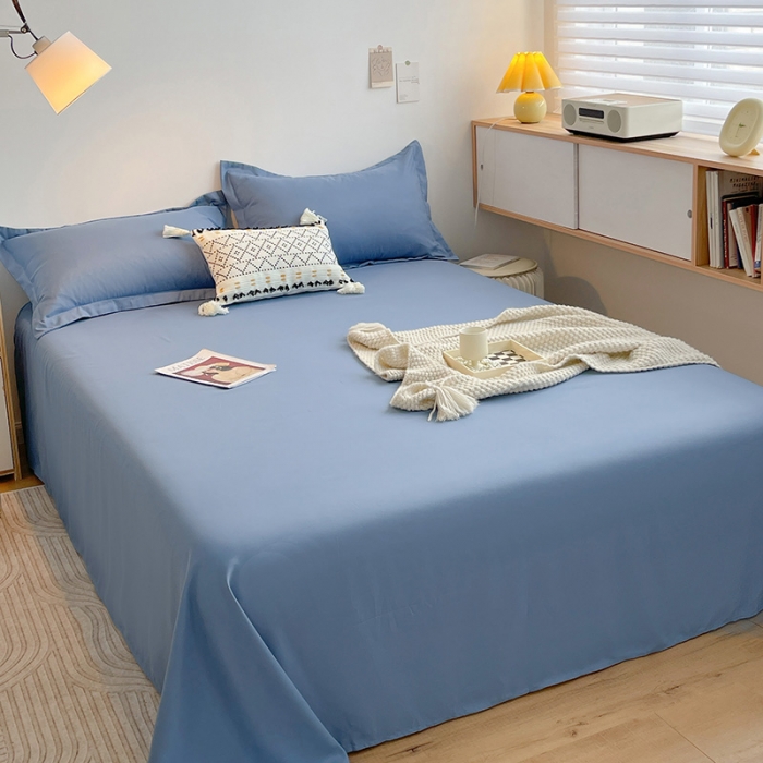 91家纺网 家纺一手货源 找家纺 芷凡家纺 2022新款雅棉斜纹磨毛单床单 宝蓝