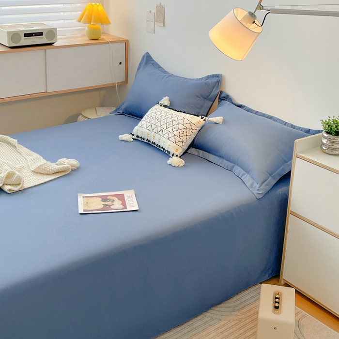 91家纺网 家纺一手货源 找家纺 芷凡家纺 2022新款雅棉斜纹磨毛单床单 宝蓝