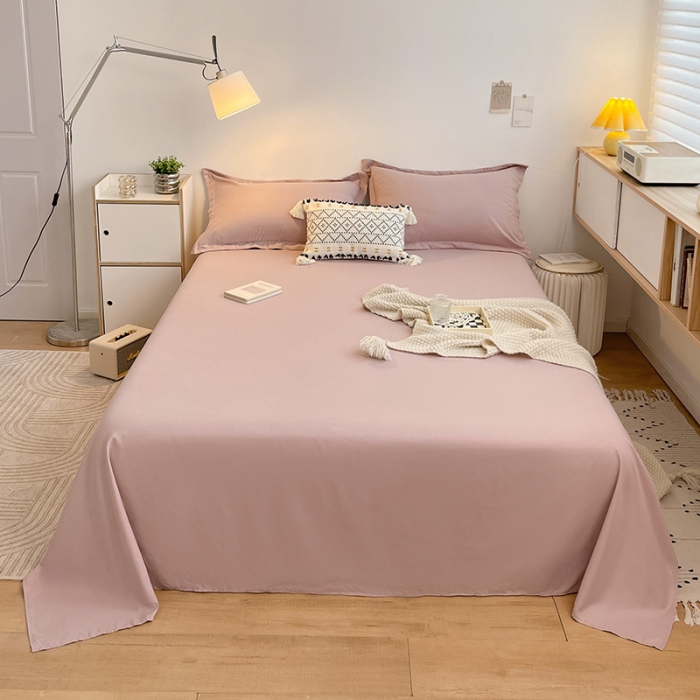 91家纺网 家纺一手货源 找家纺 芷凡家纺 2022新款雅棉斜纹磨毛单床单 豆沙