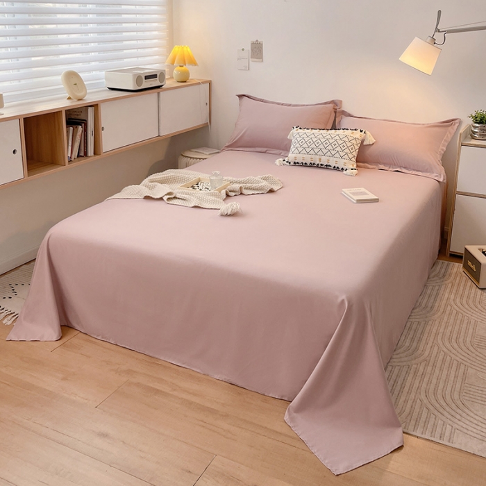 91家纺网 家纺一手货源 找家纺 芷凡家纺 2022新款雅棉斜纹磨毛单床单 豆沙